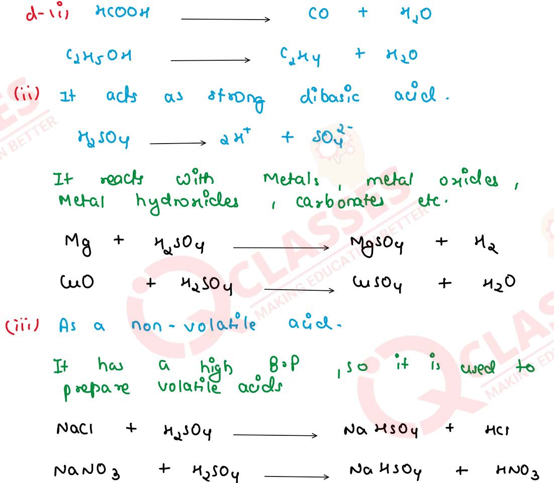 Class Icse Chemistry Chapter Sulphuric Acid