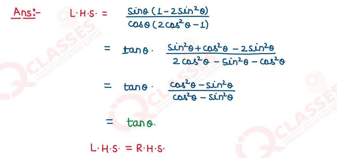 Class10 ICSE Maths Board Questions Chapter Trigonometrical Identities