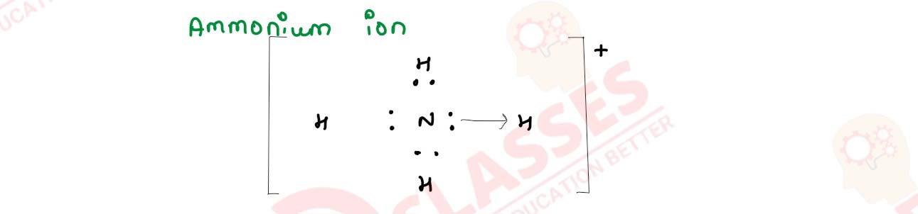 election dot structure of:
                (i) Nitrogen molecule [N = 7](ii) Sodium chloride (Na = 11, Cl = 17)(iii) Ammonium ion [N = 7, H = 1]