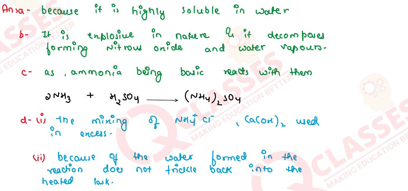 Class 10 ICSE Chemistry Mostlikely QuestionBank Chapter Ammonia