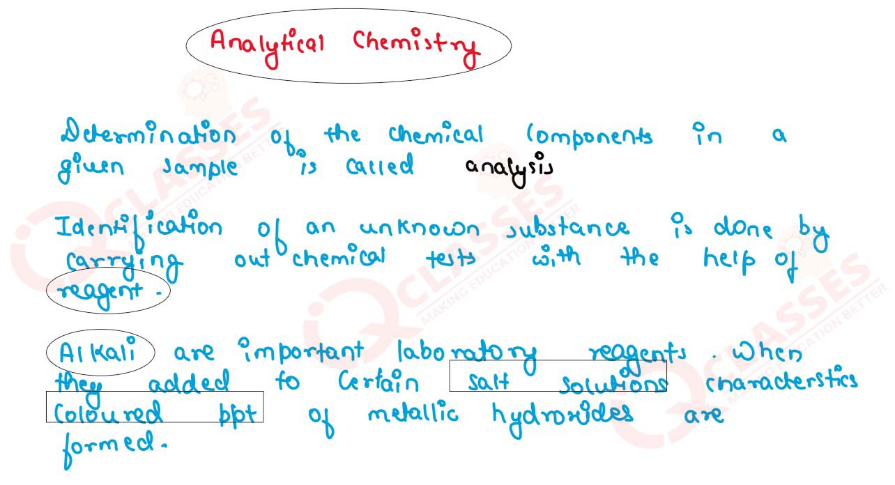 Class10 Icse Chemistry Important Notes Chapter Analytical Chemistry