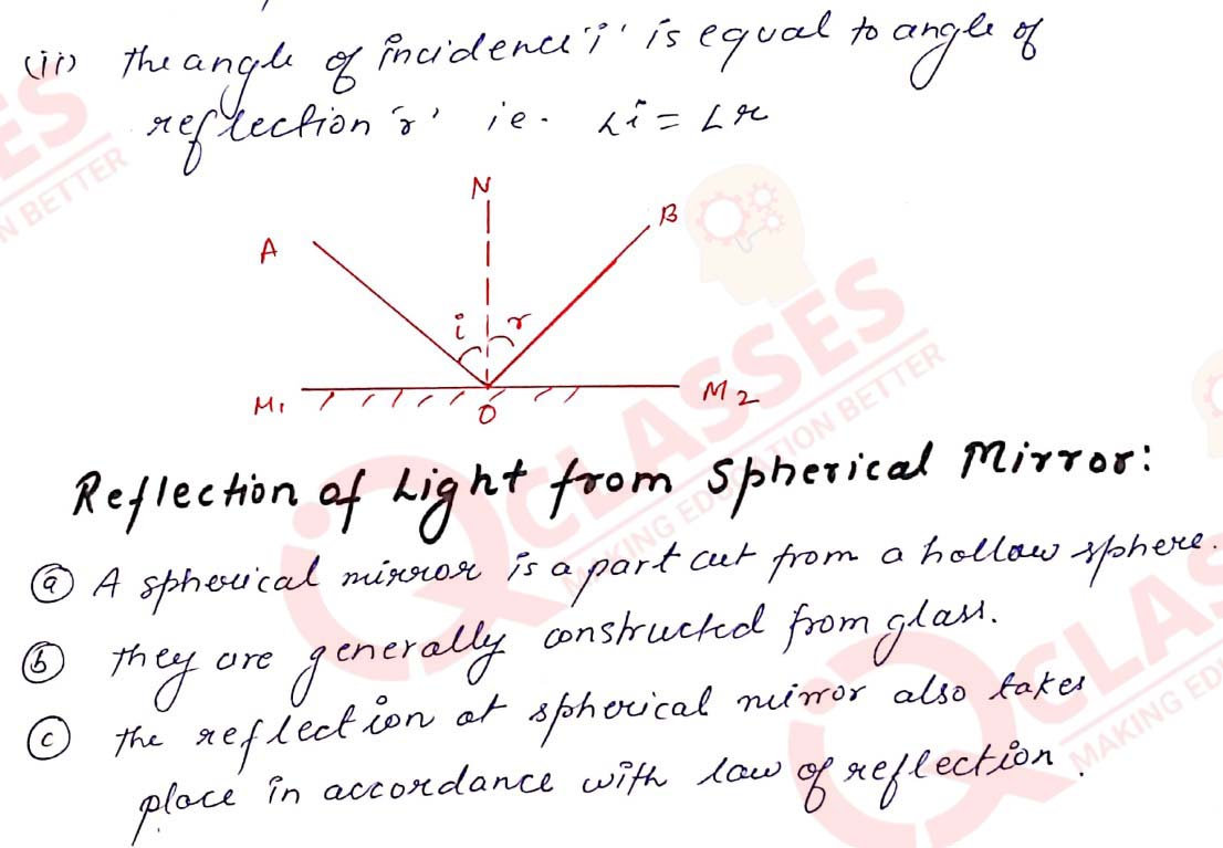 Class 12 ISC Physics Important Notes Chapter Spherical Mirrors