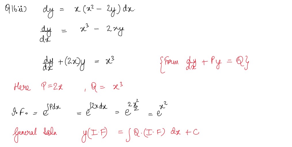 Q16 (tanx) dy / dx +2y=secx dy=x(x2-2y)dx Solution