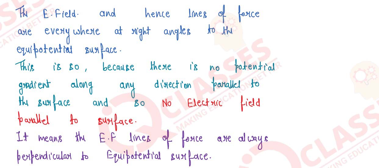Show that electric field is always
            directed perpendicular to an equipotential surface. 