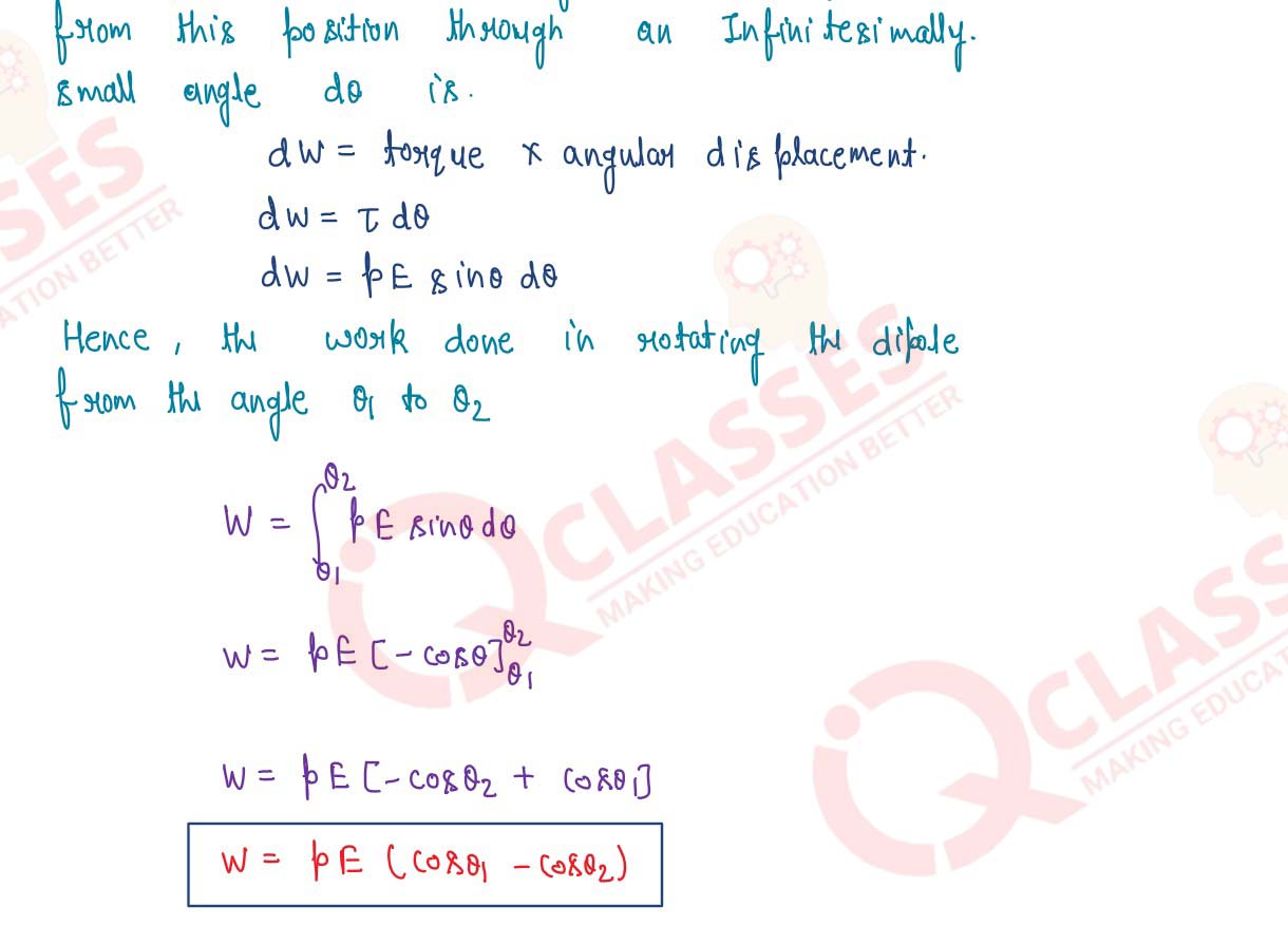 Derive an expression for the total work done in
            rotating an electric dipole