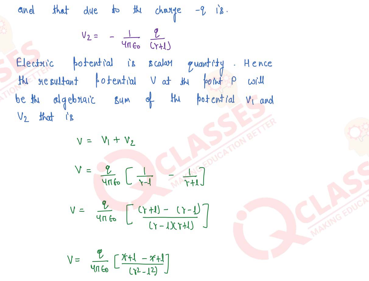 electric potential at a
            point in the end-on position