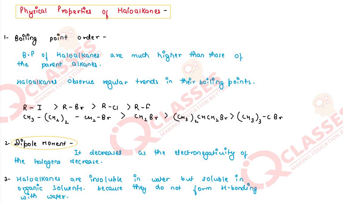 physical properties of haloalkanes reaction class 12