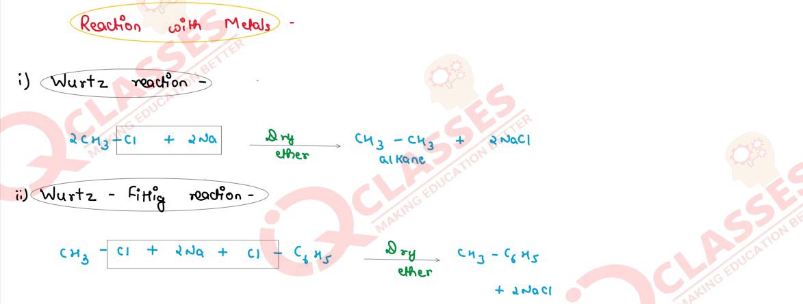 explain reaction with metals in elimination reaction