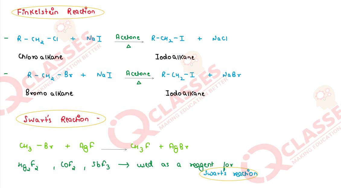 explain finkelstein reaction and swarts  reaction