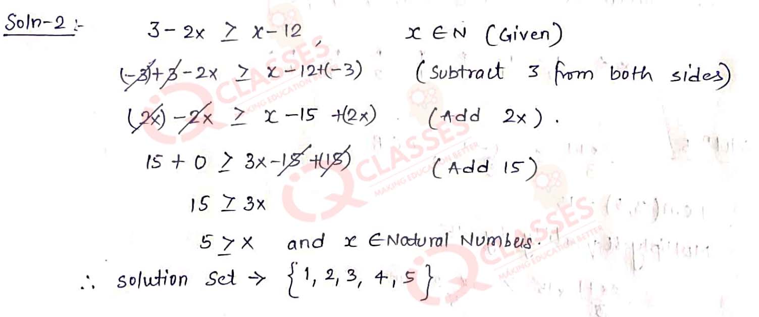 Class Icse Maths Important Questions Chapter Linear Inequations