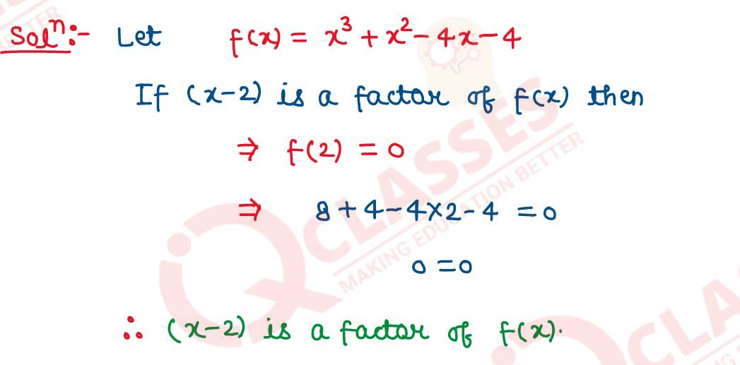 Remainder And Factor Theorem Chapter Board Questions Class10 Icse 7572